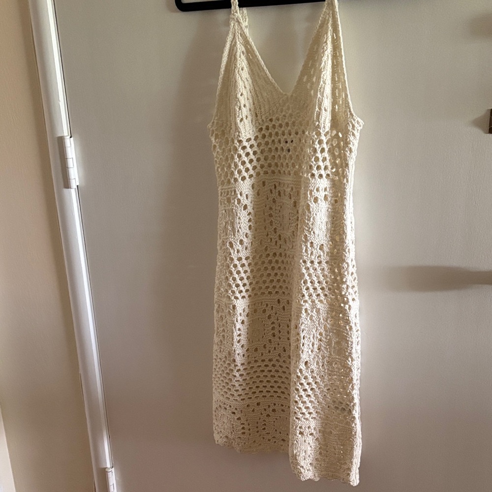 Aerie Ivory Crochet Dress